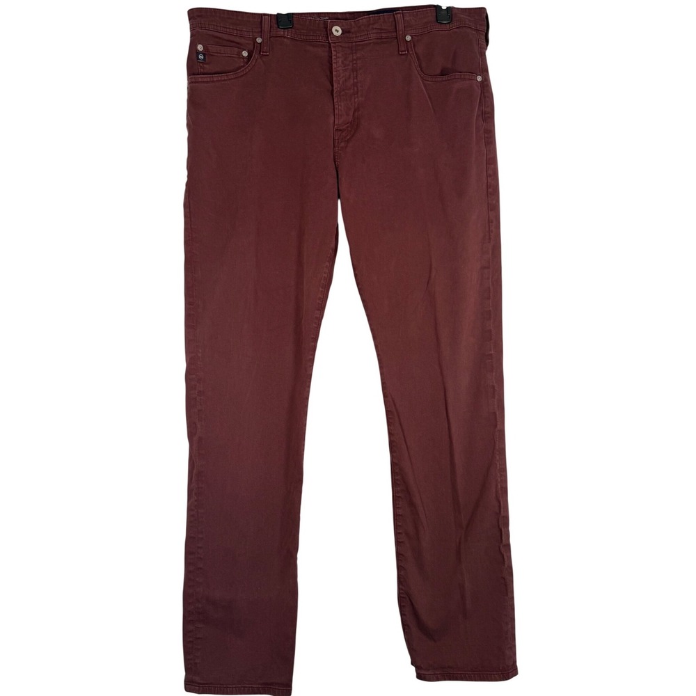 AG Adriano Goldschmied Everett Slim Straight Pants Burgundy Maroon 40x34 Mens
